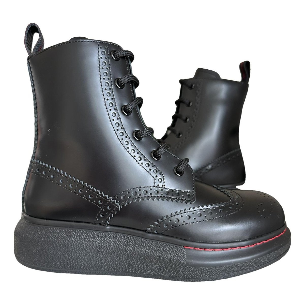Hybrid leather lace up boots