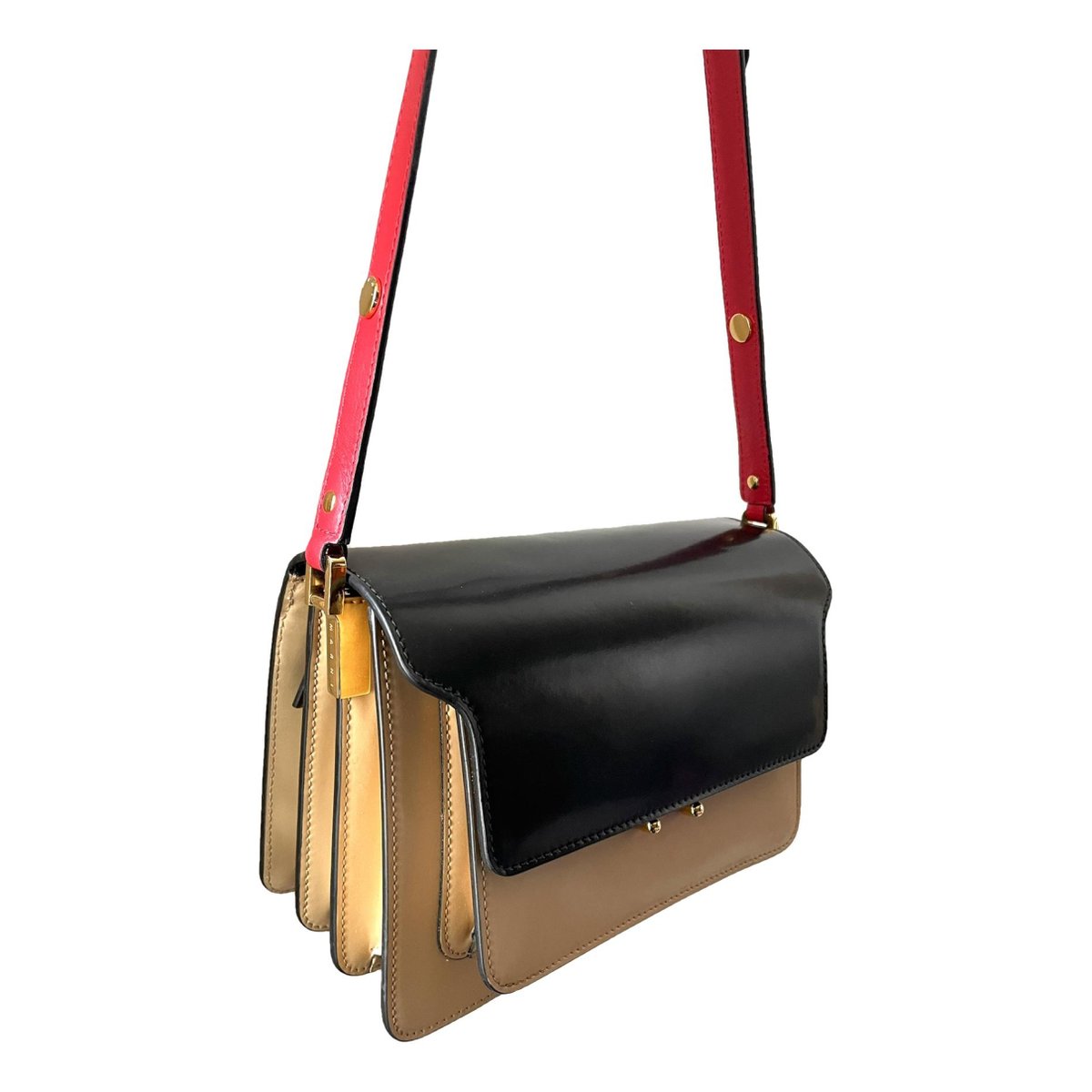 Trunk leather crossbody bag