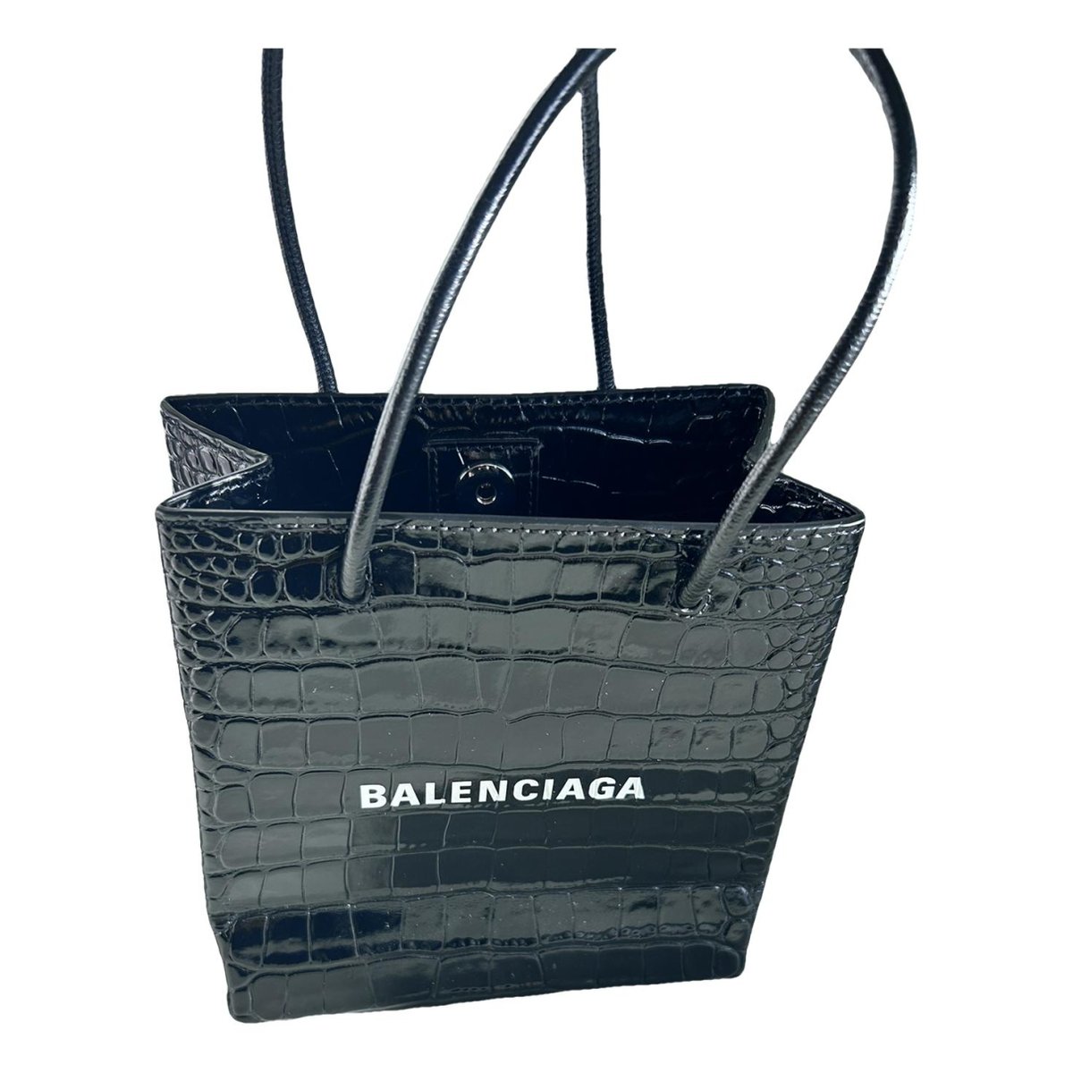 Plastic bag shooper leather handbag
