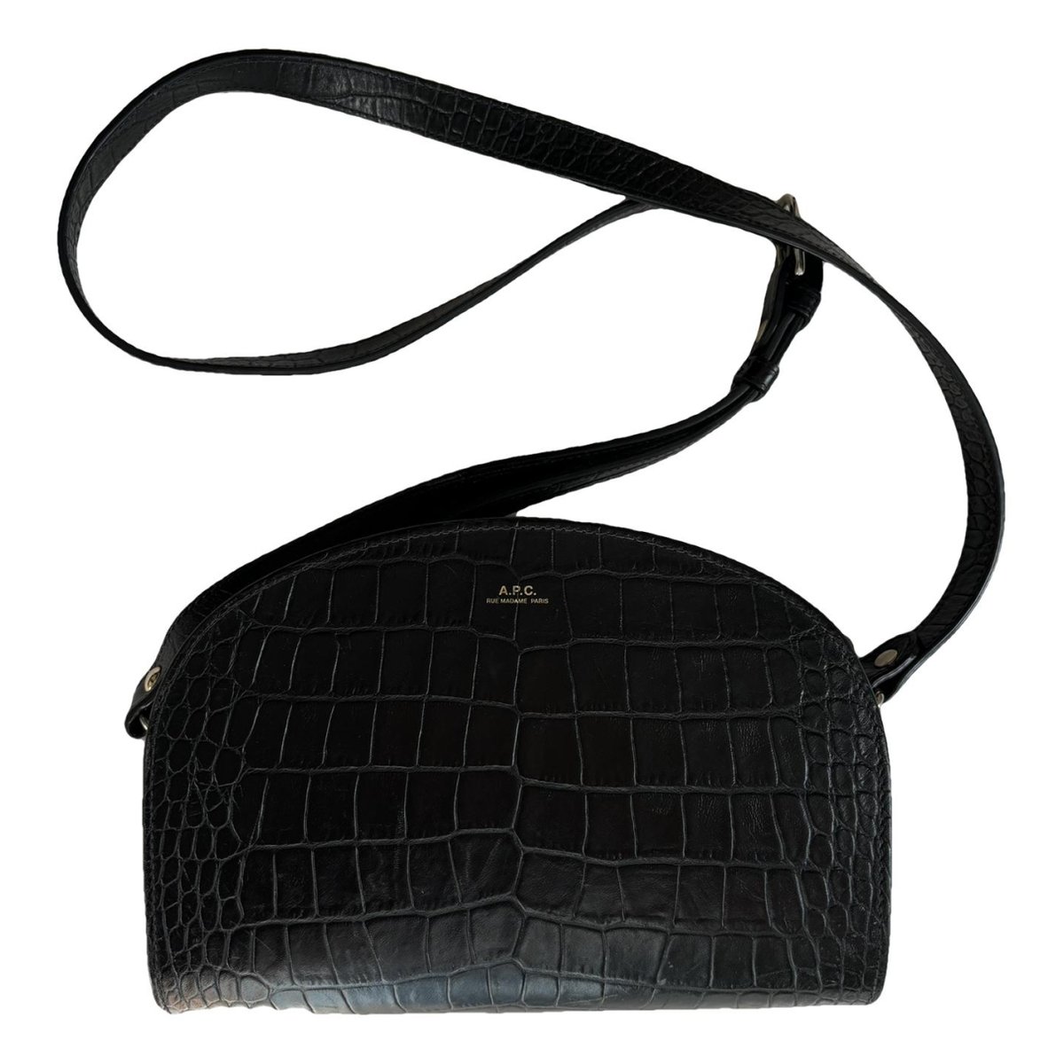 Demi-lune leather clutch bag