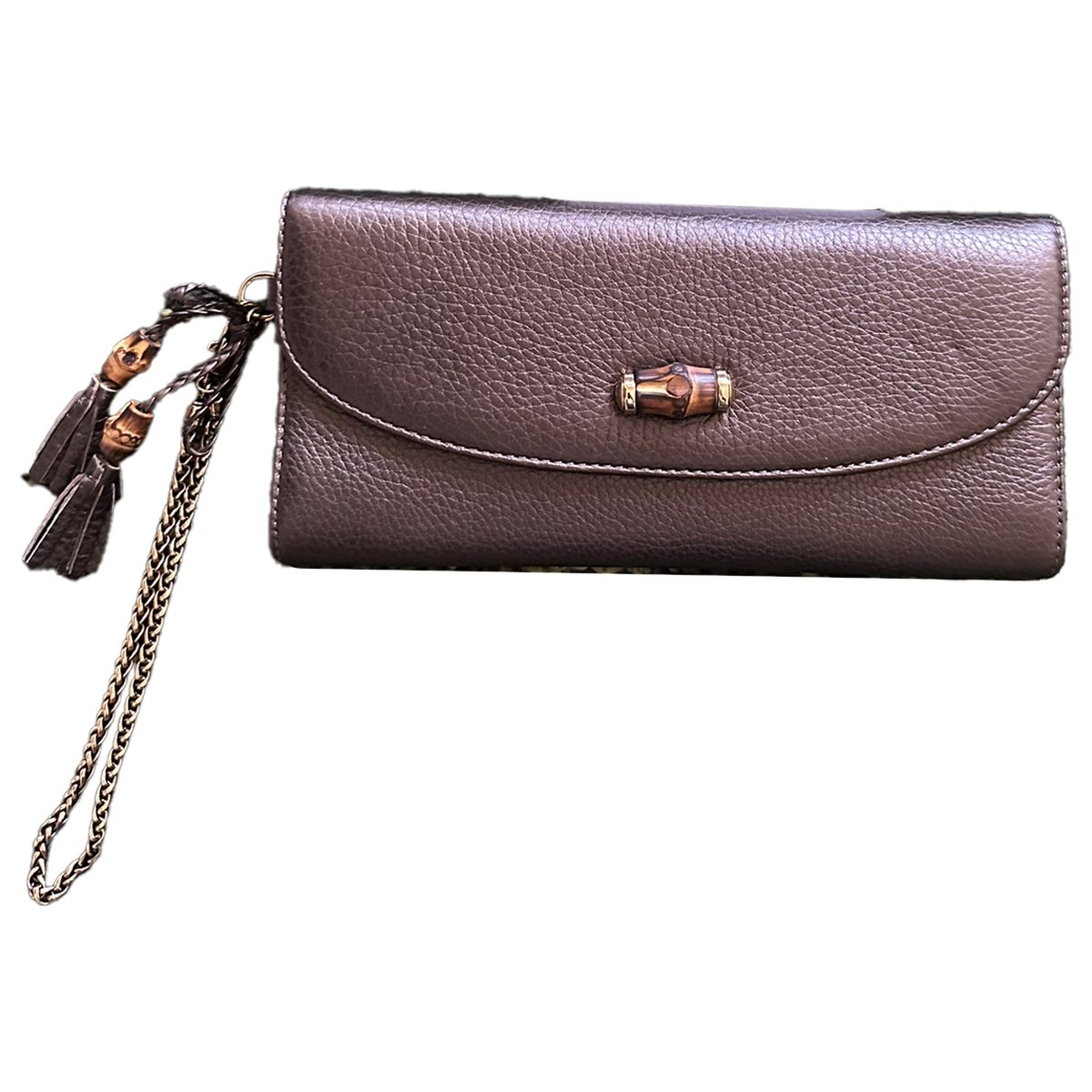 Bamboo leather clutch bag