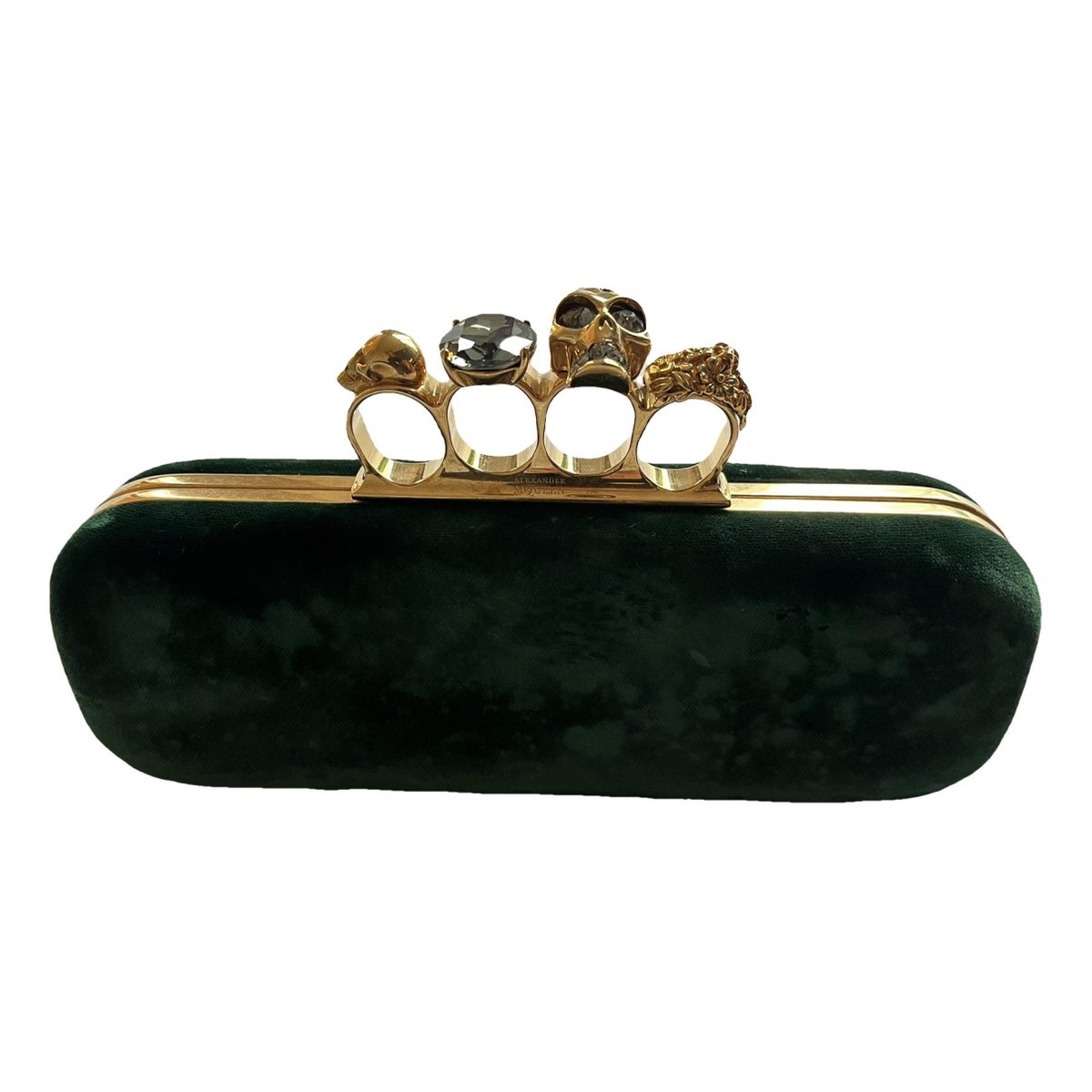 Knuckle velvet clutch bag