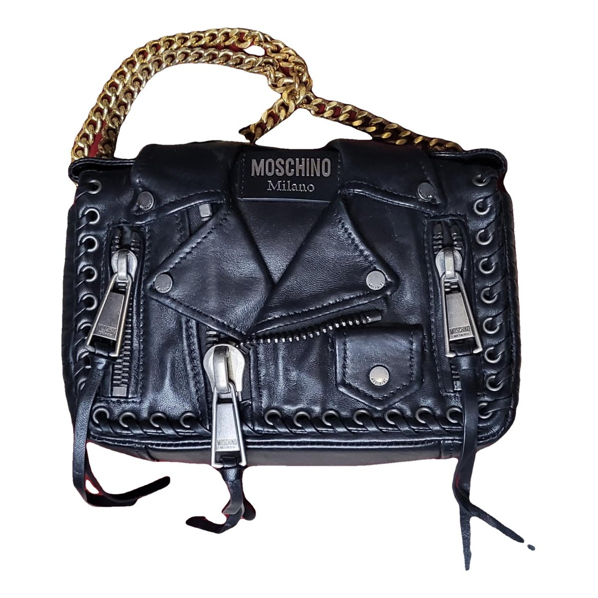 Biker leather crossbody bag