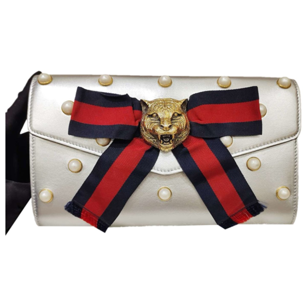 Animalier leather clutch bag