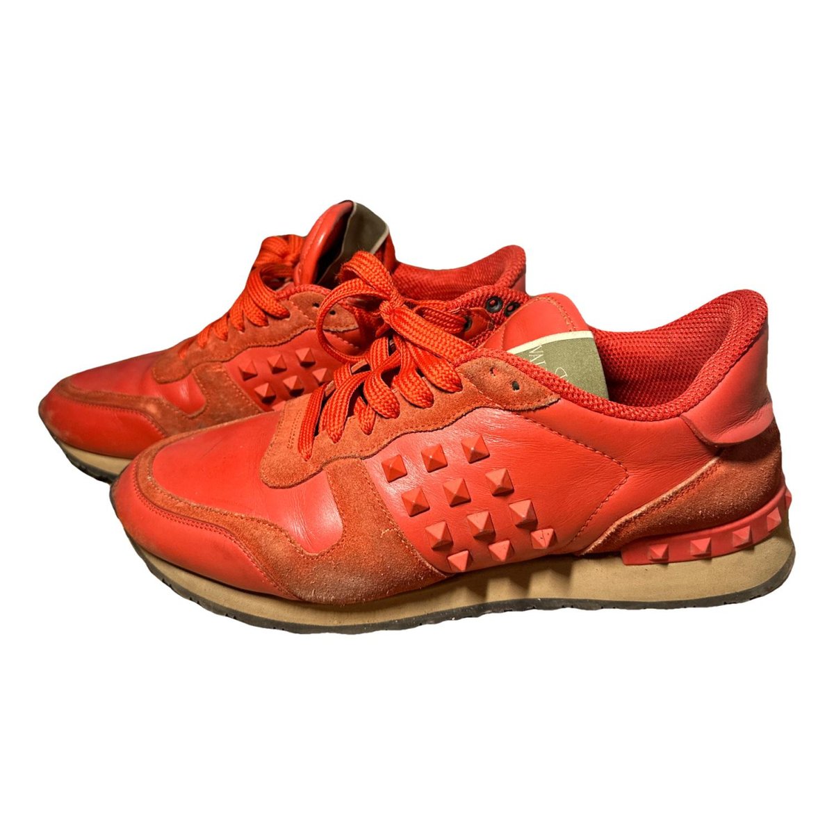 Rockstud leather trainers