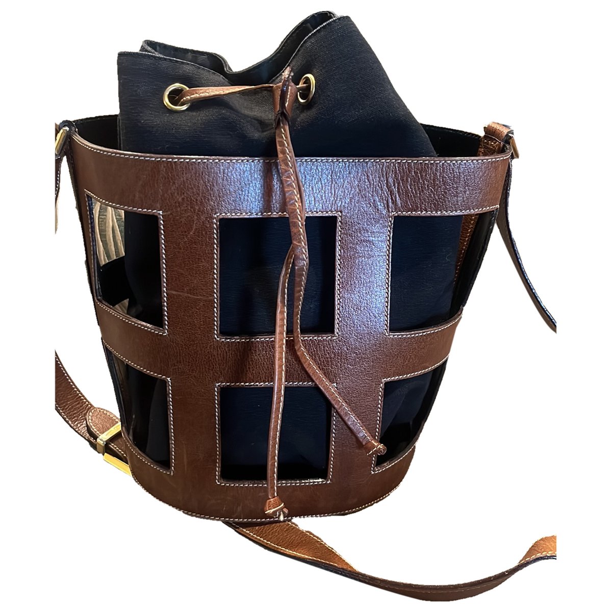 Cage leather handbag