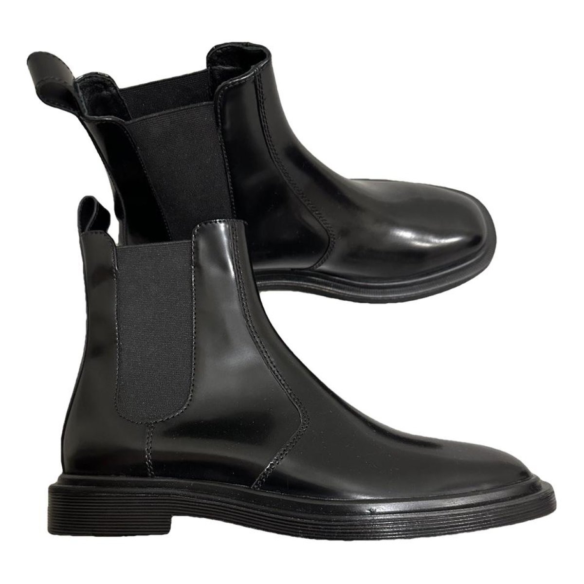 Zipped 1 patent leather biker boots