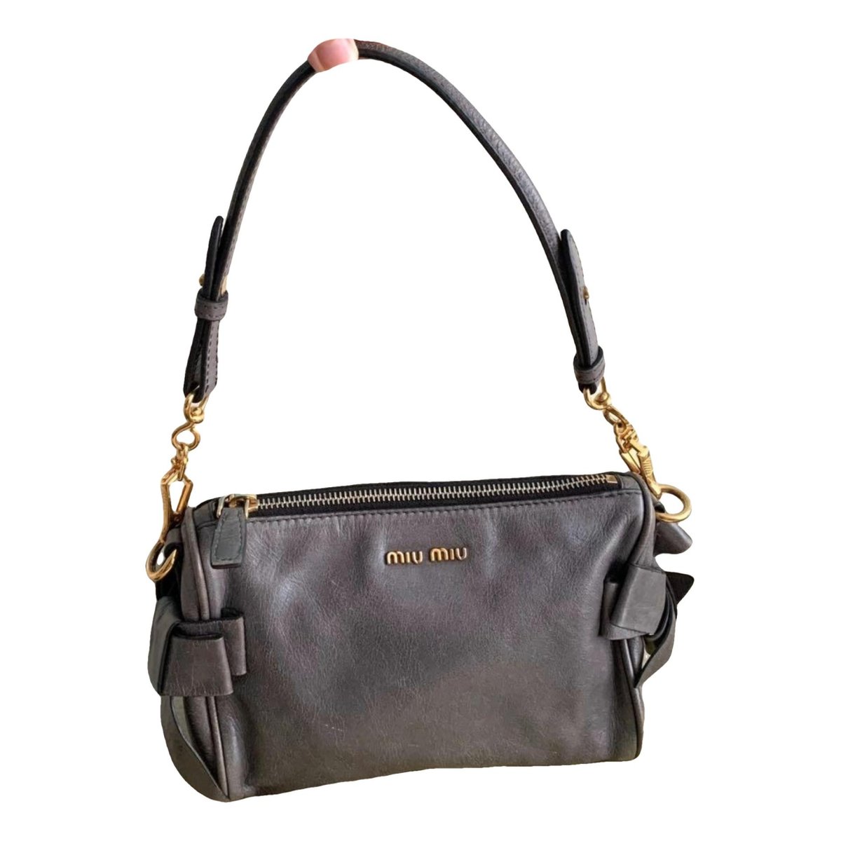 Bow bag leather handbag