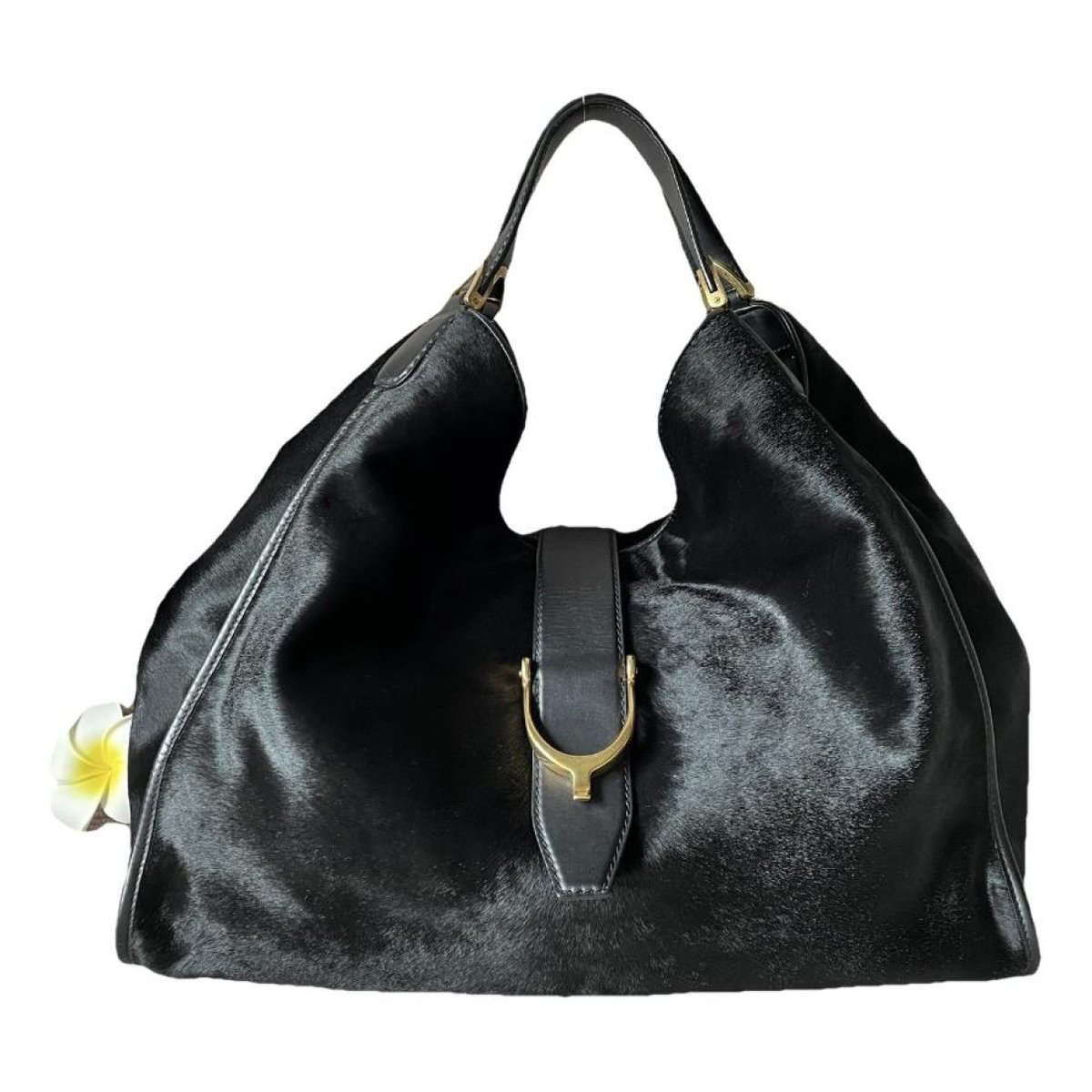 Stirrup pony-style calfskin handbag