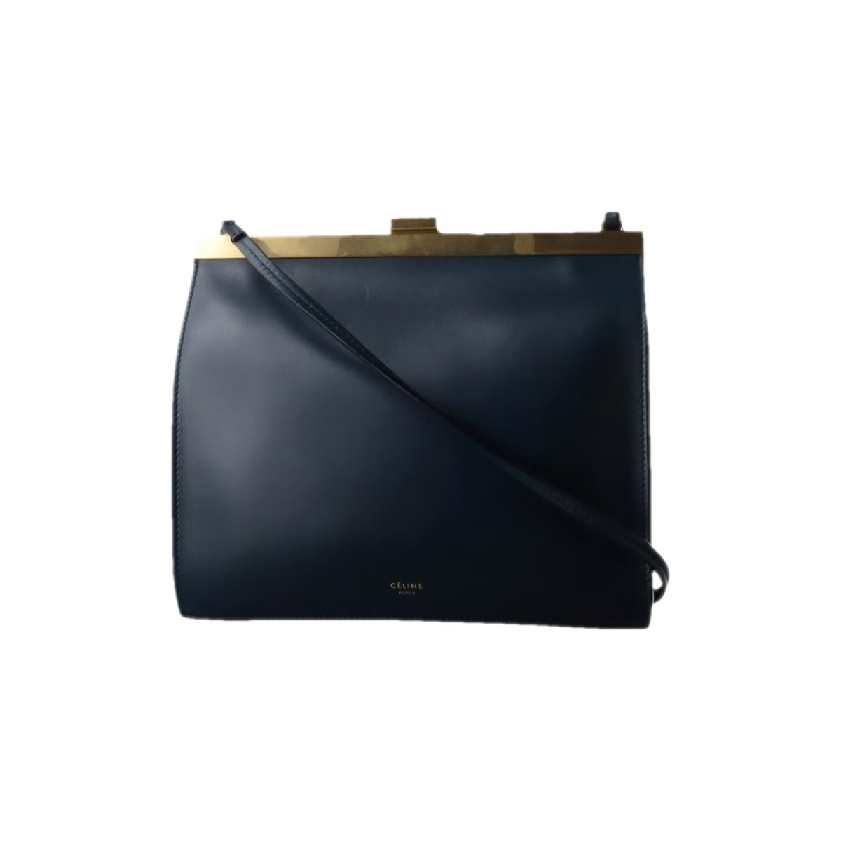 Clasp leather handbag