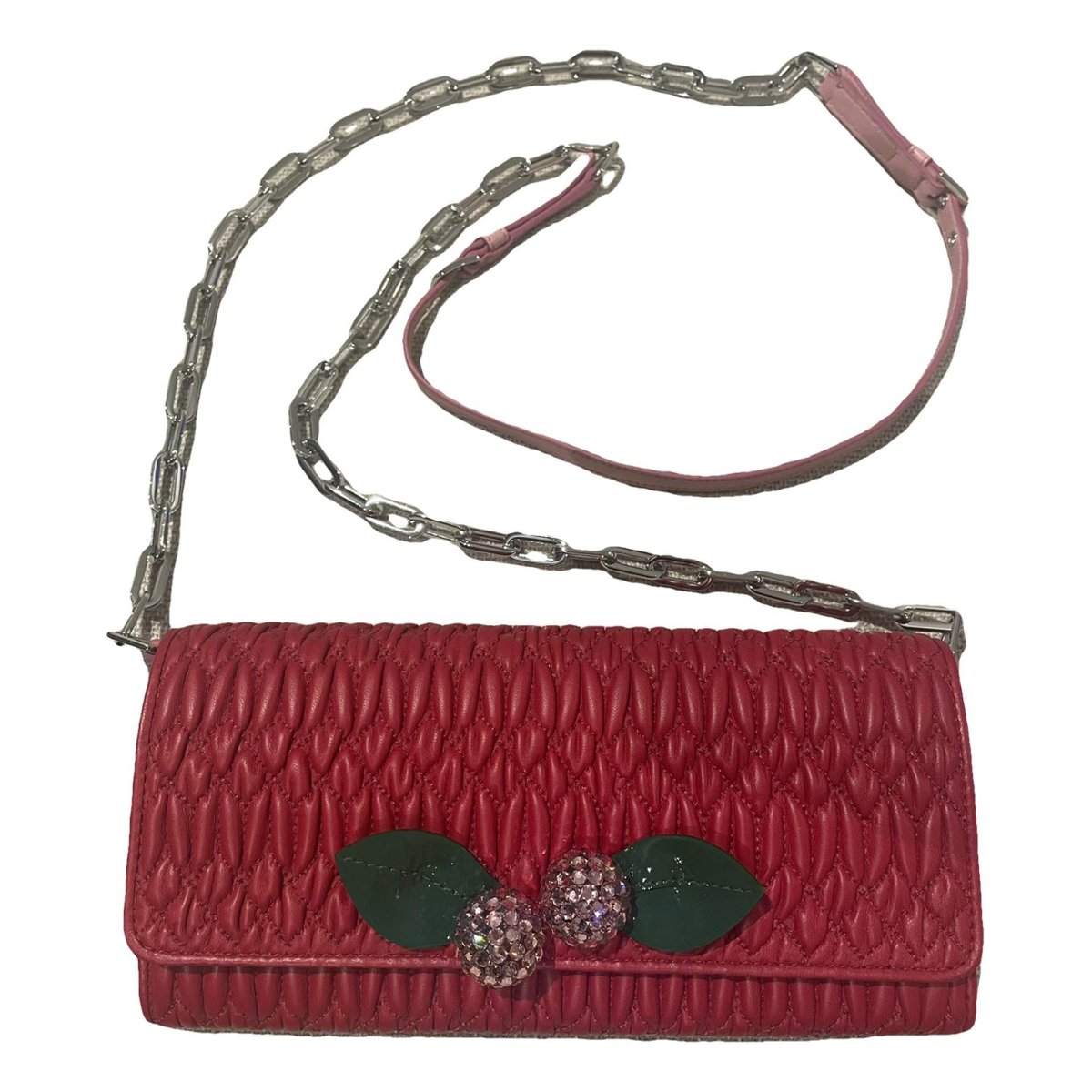 Miu Crystal leather crossbody bag