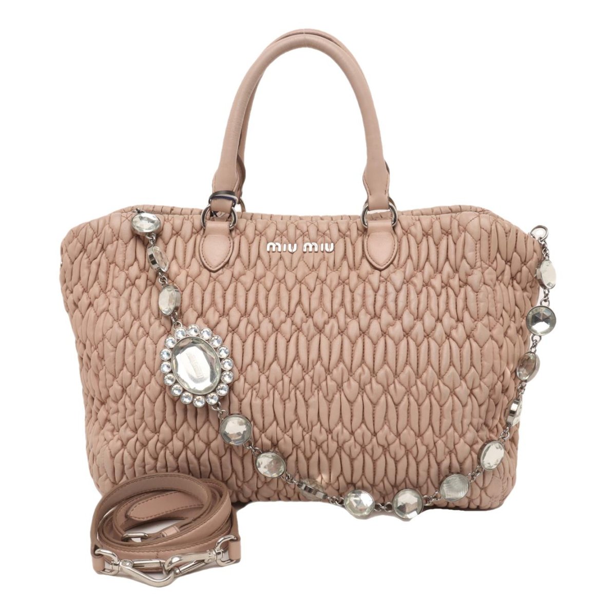 Miu Crystal leather handbag