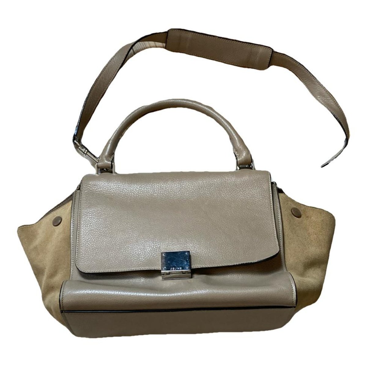 Trapèze leather handbag