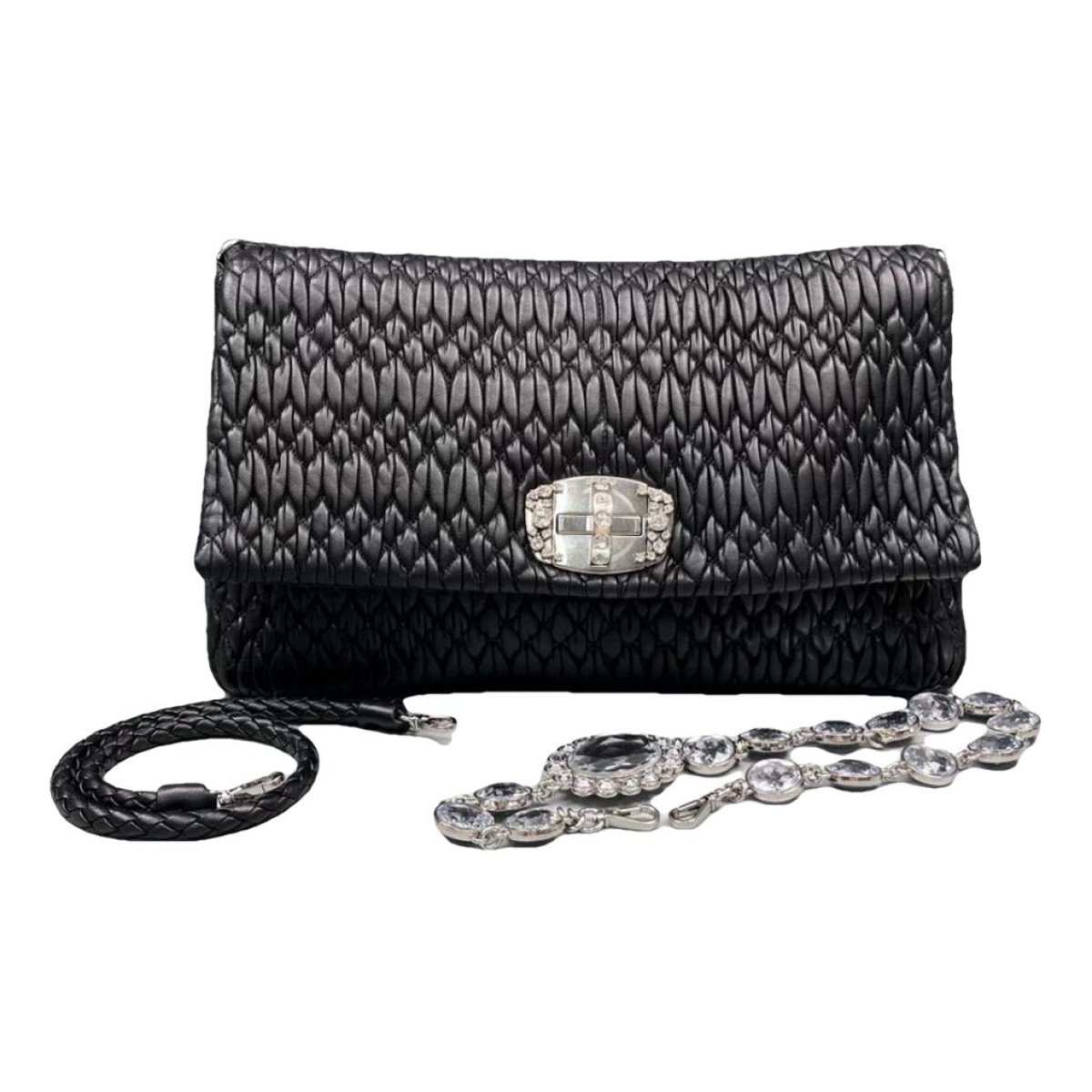 Miu Crystal leather handbag