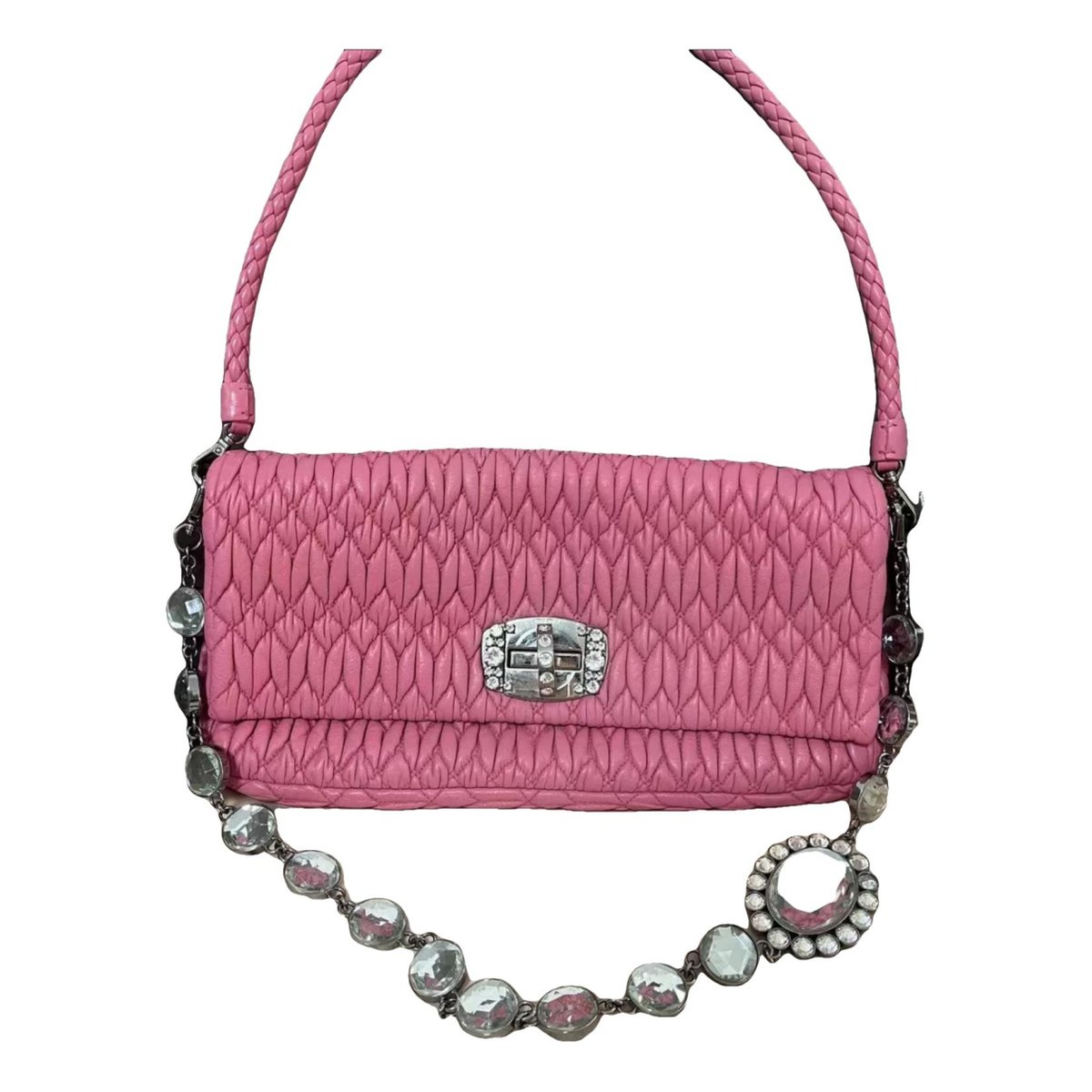 Miu Crystal leather handbag