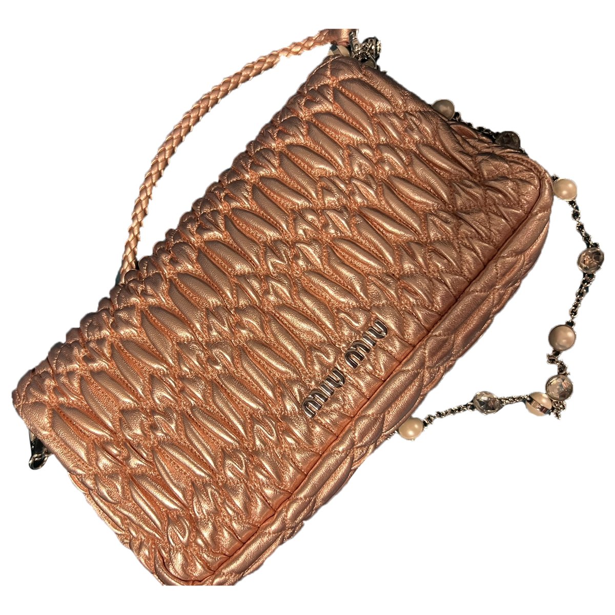 Miu Crystal leather handbag