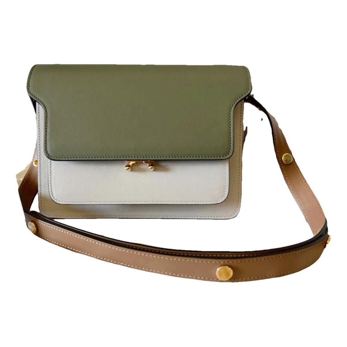 Trunk leather crossbody bag