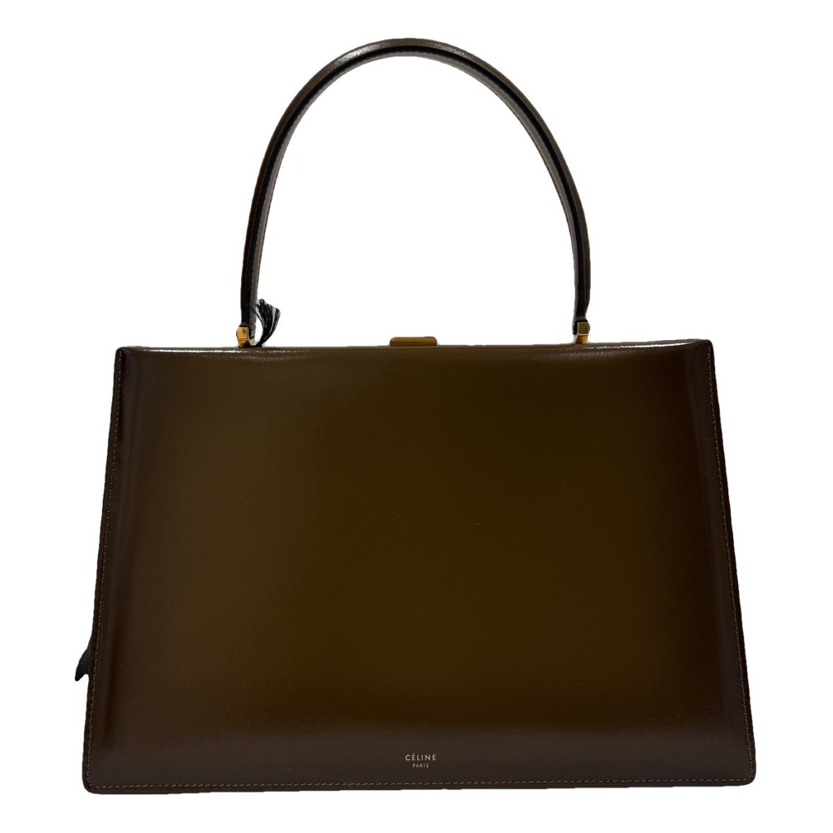 Clasp leather handbag