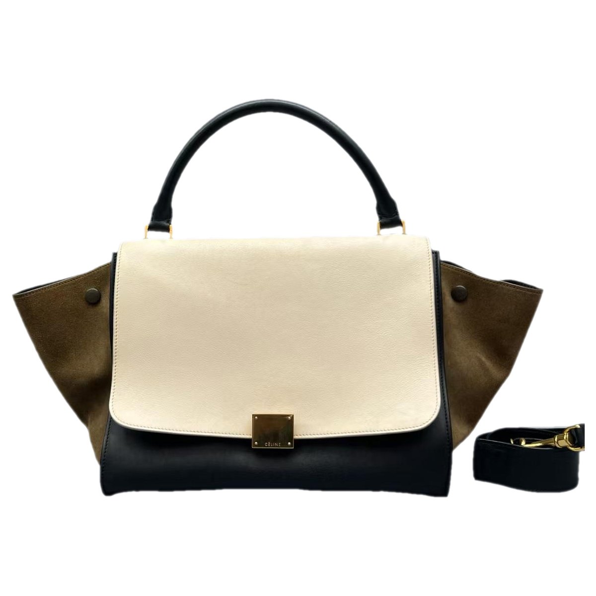 Trapèze leather handbag
