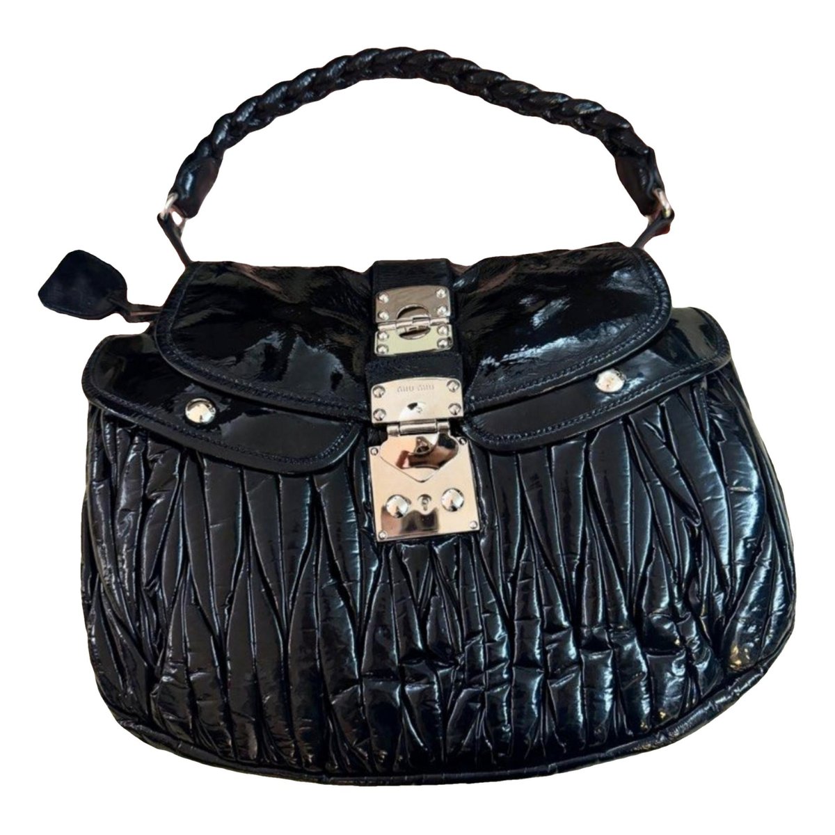 Matelassé patent leather handbag