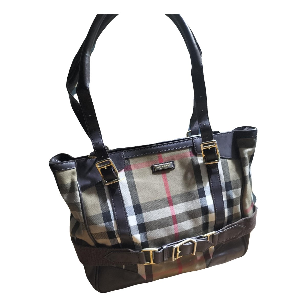 Title leather handbag