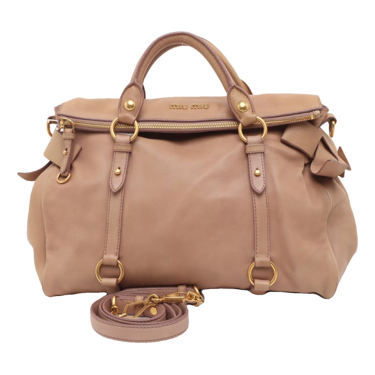 Bow bag leather handbag