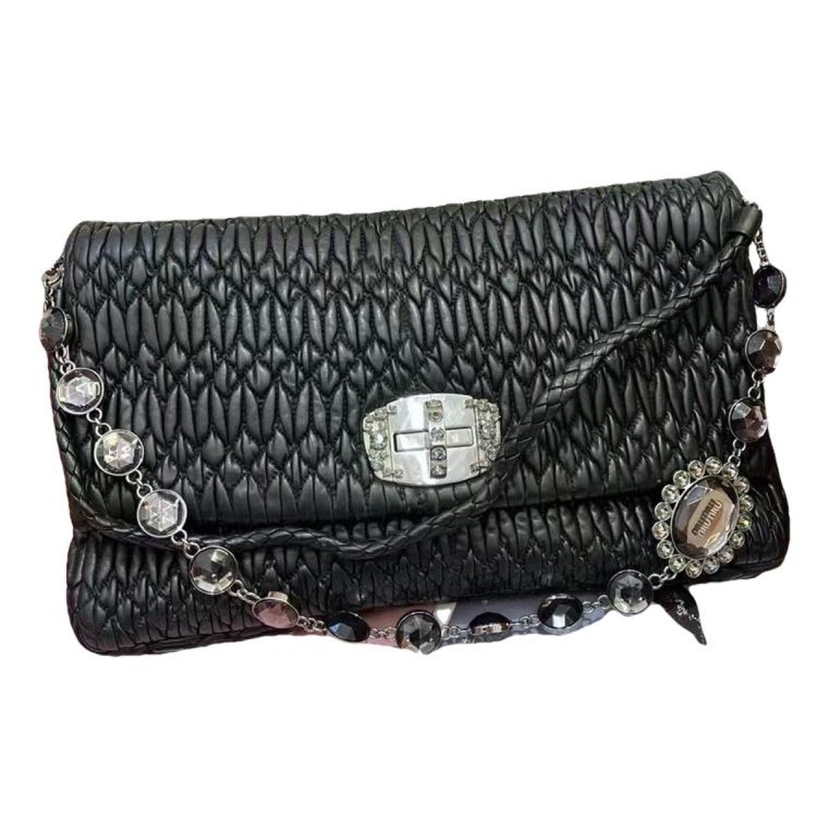Miu Crystal leather handbag