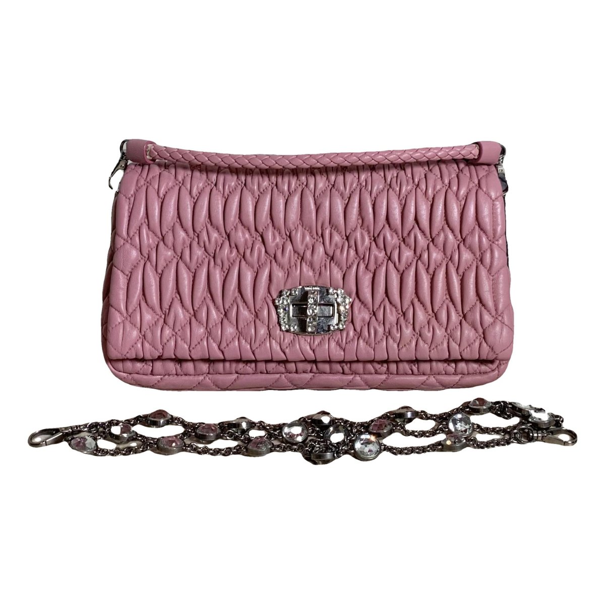 Miu Crystal leather handbag