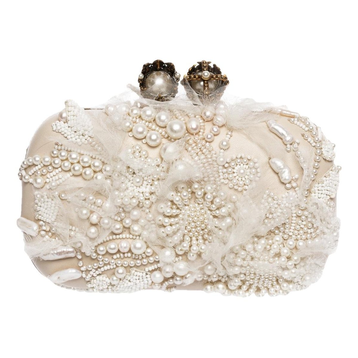 Skull leather clutch bag