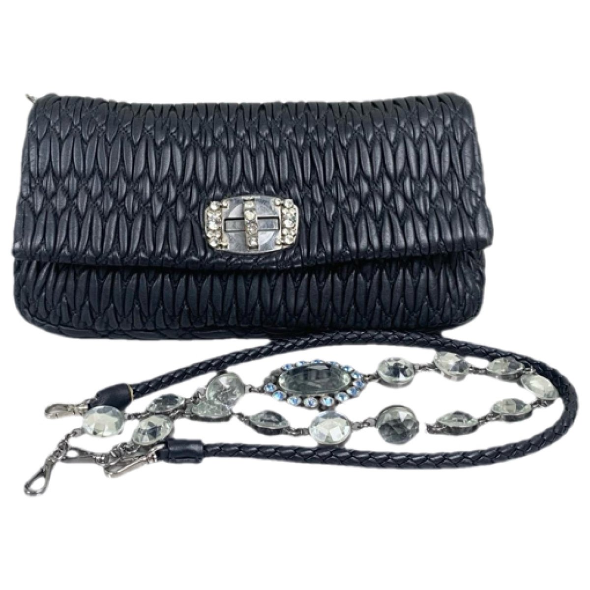 Miu Crystal leather handbag