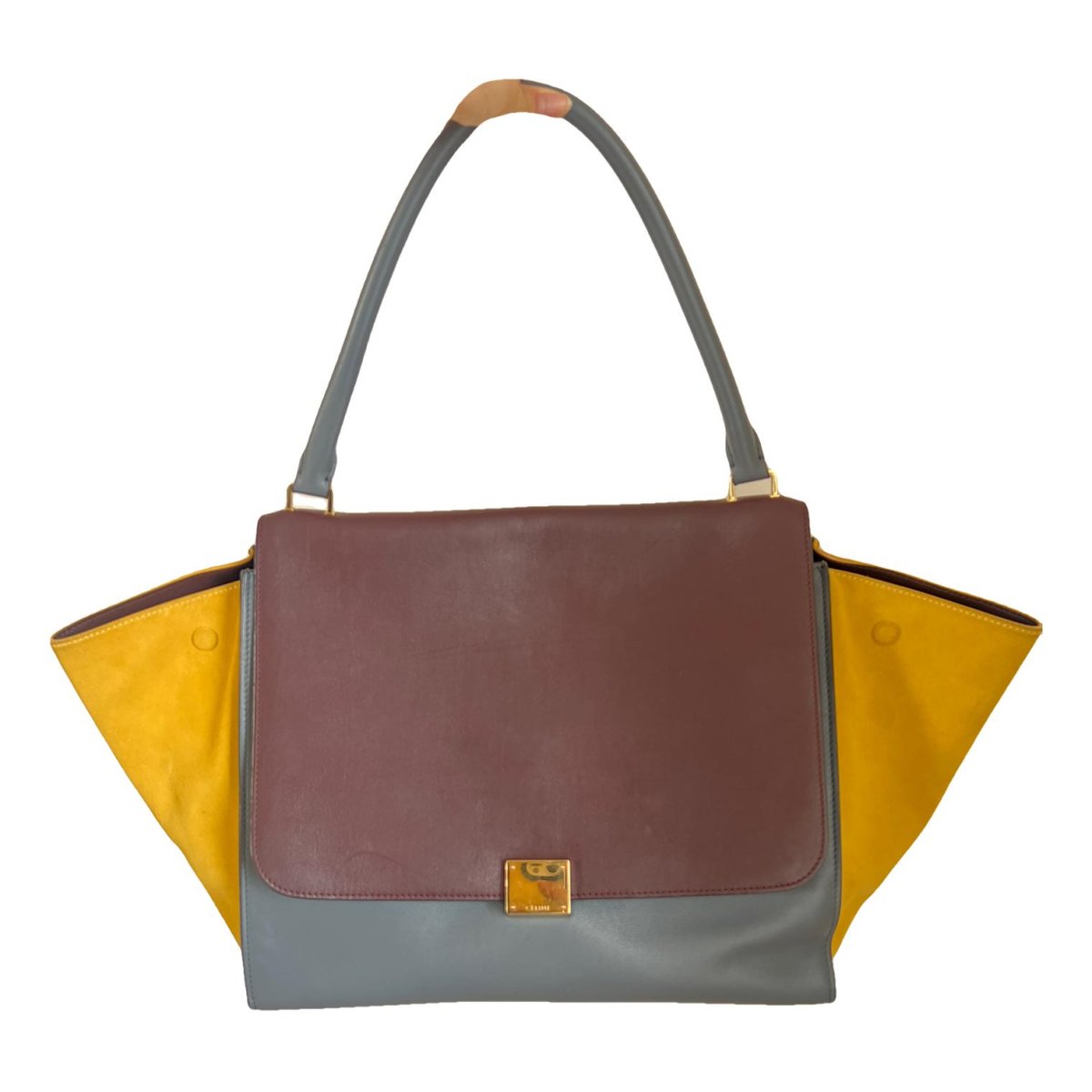 Trapèze leather handbag