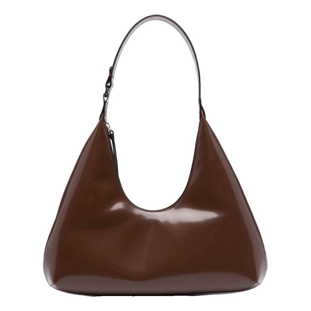 Amber patent leather handbag