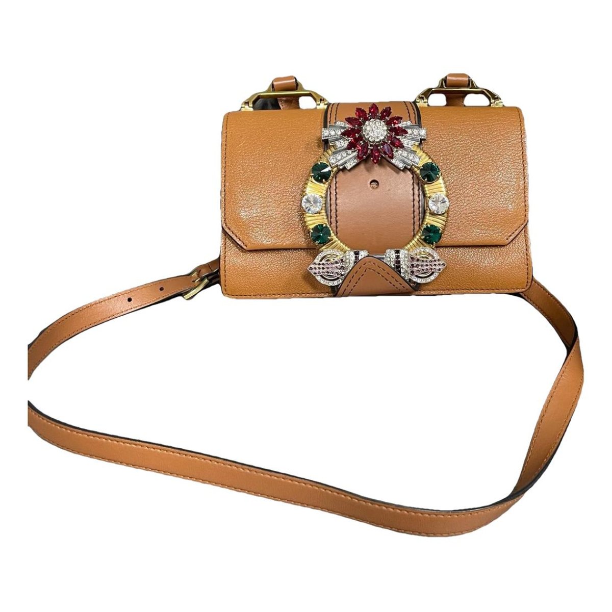 Miu Lady leather crossbody bag