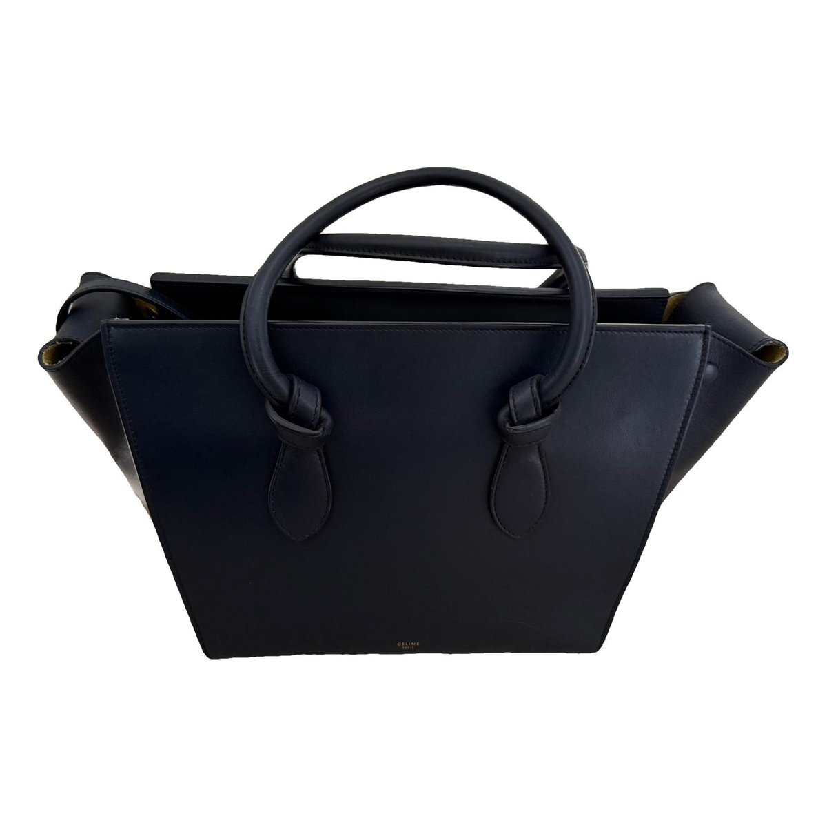 Tie leather handbag