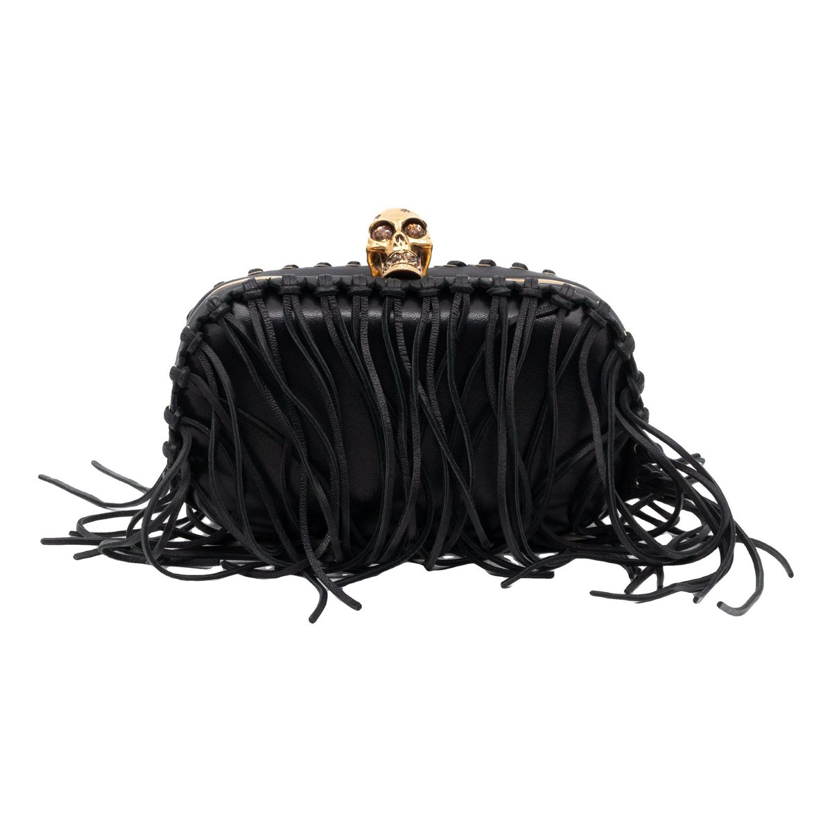 Skull leather clutch bag