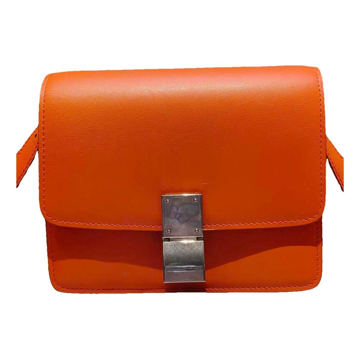 Clasp box leather handbag