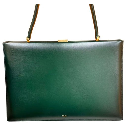 Clasp leather handbag