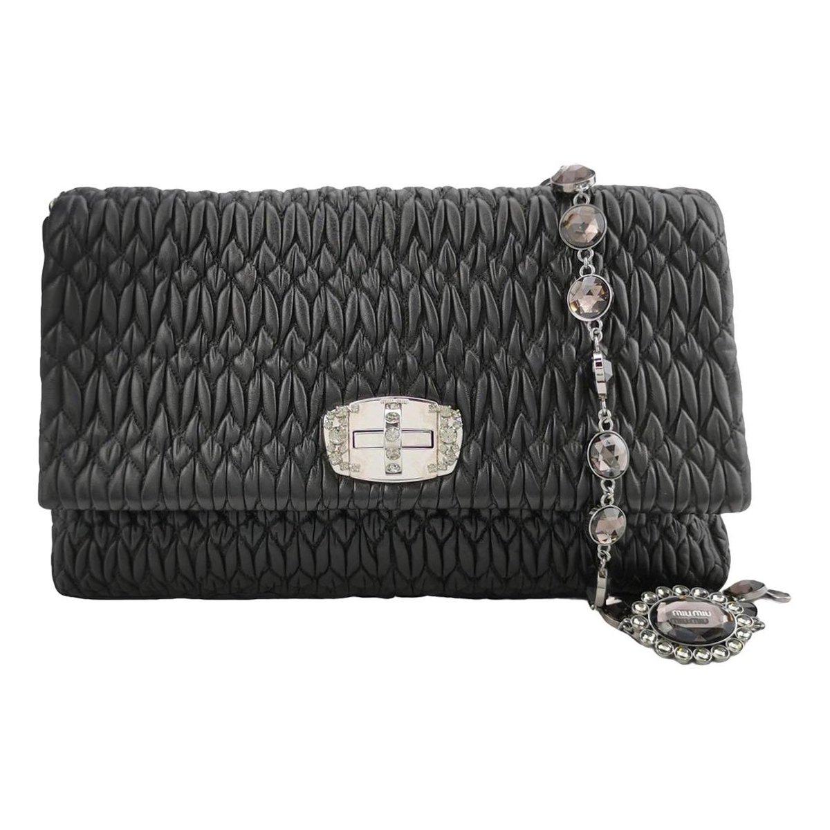 Miu Crystal leather crossbody bag