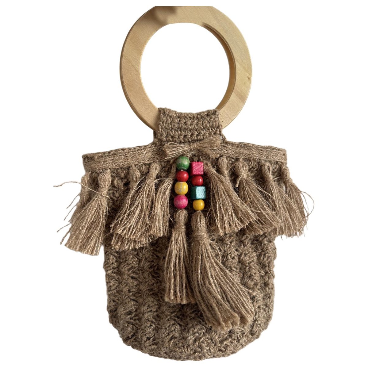 Crochet linen handbag