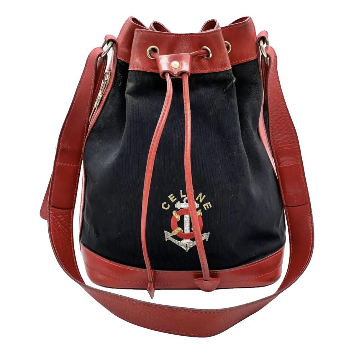 Clasp Bucket linen handbag
