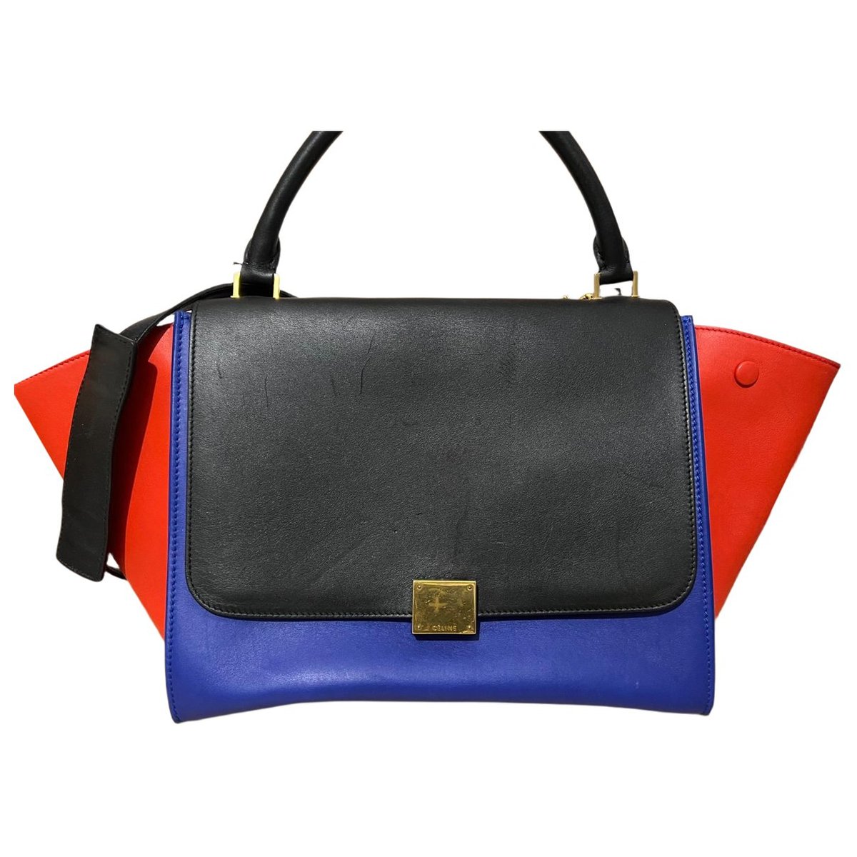 Trapèze leather handbag