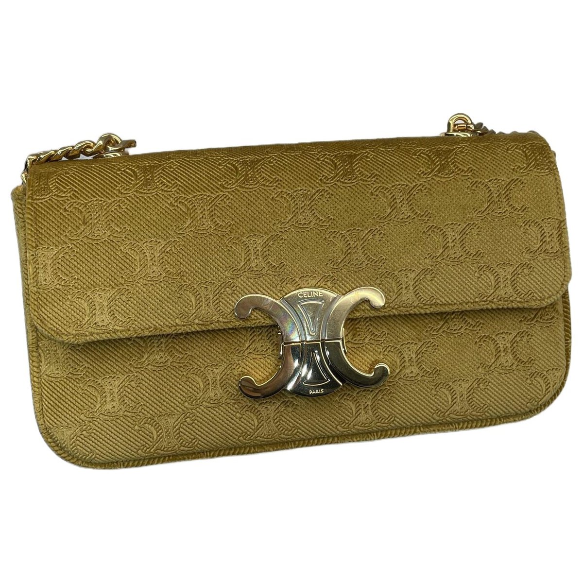 Triomphe chain leather handbag