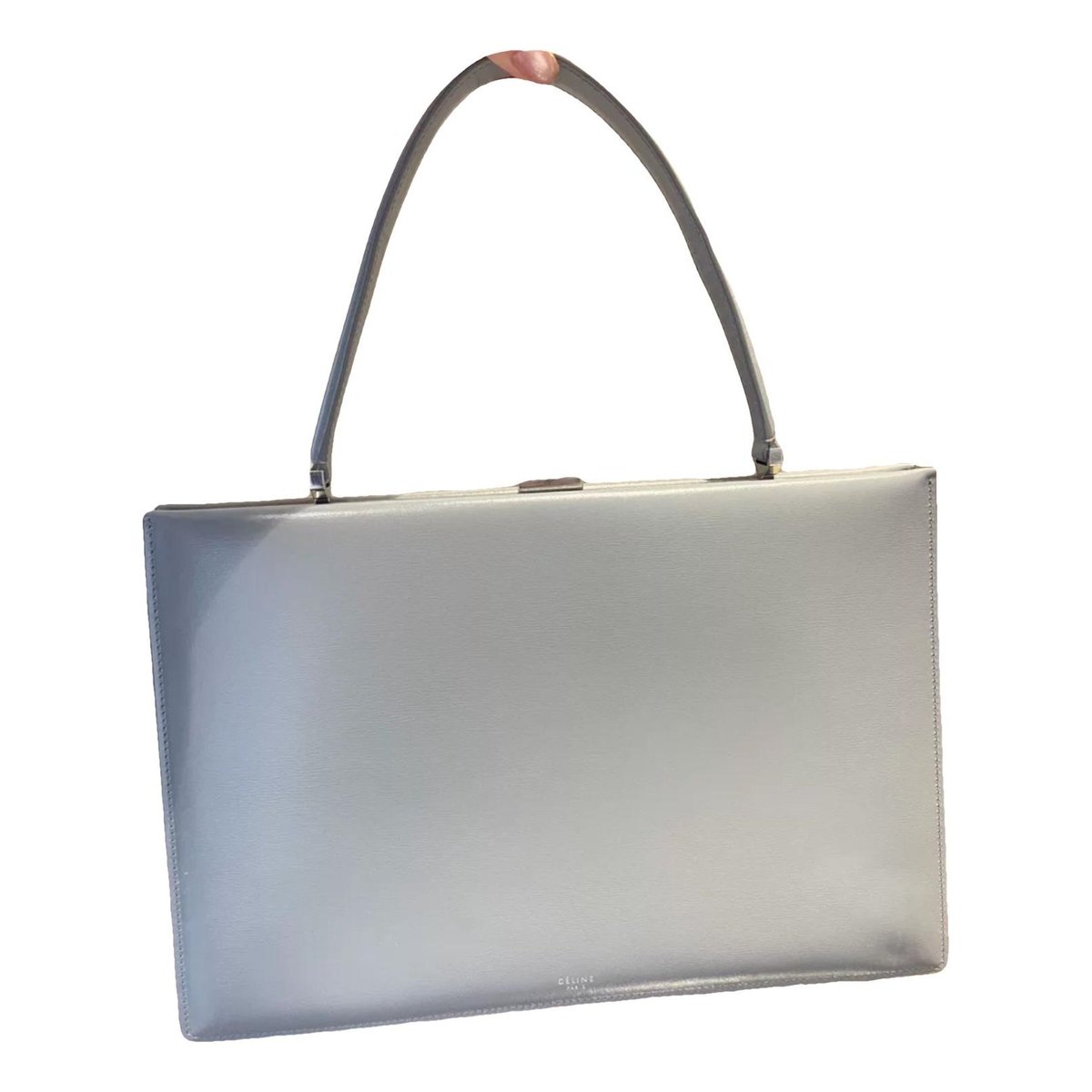 Clasp leather handbag