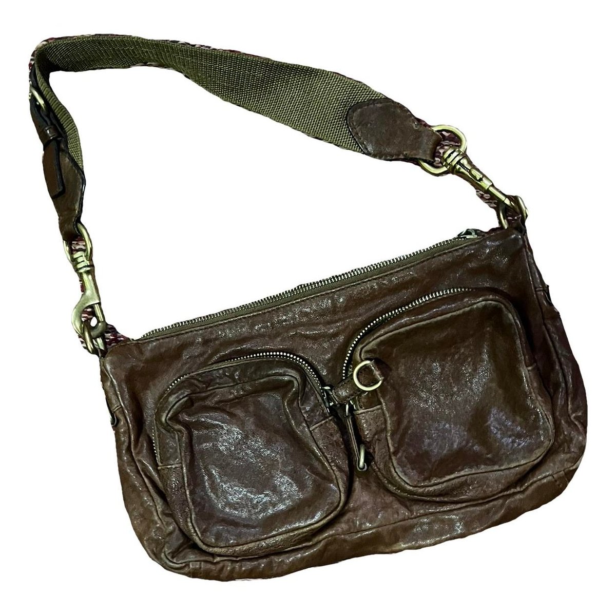 Miu Crystal leather clutch bag