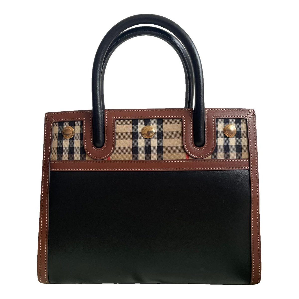 Title leather handbag