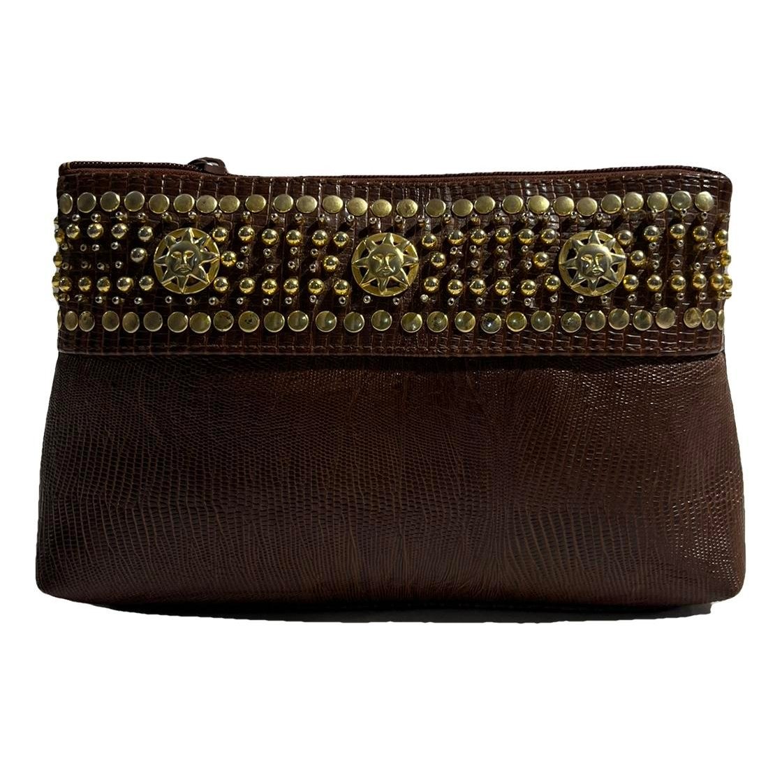 Leather clutch bag
