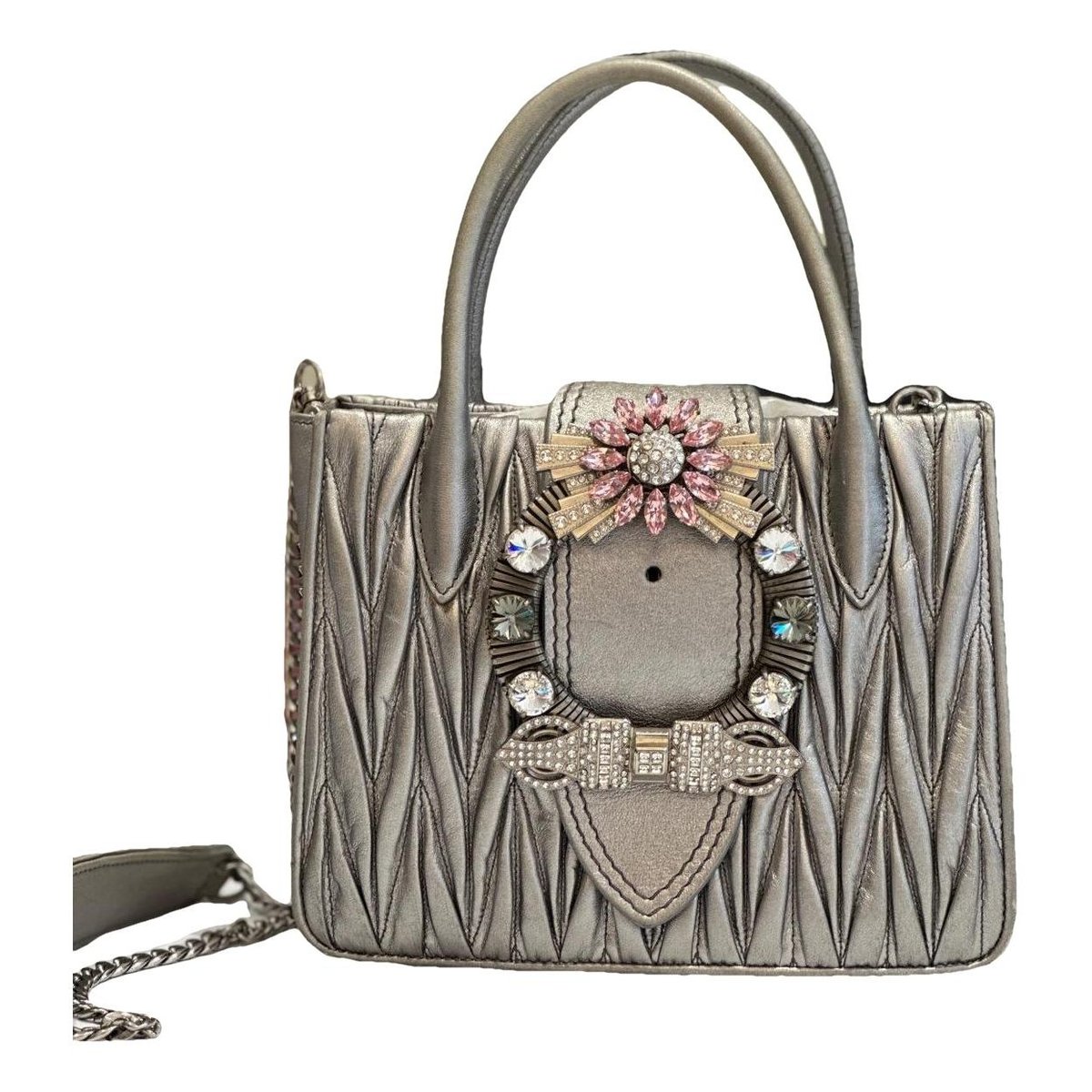 Miu Lady leather crossbody bag