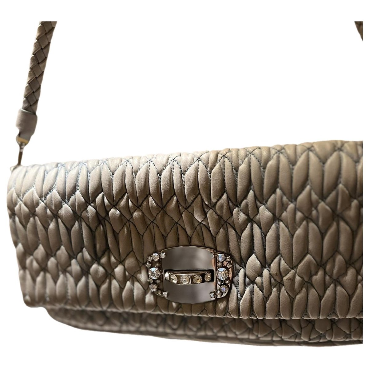 Miu Crystal leather handbag