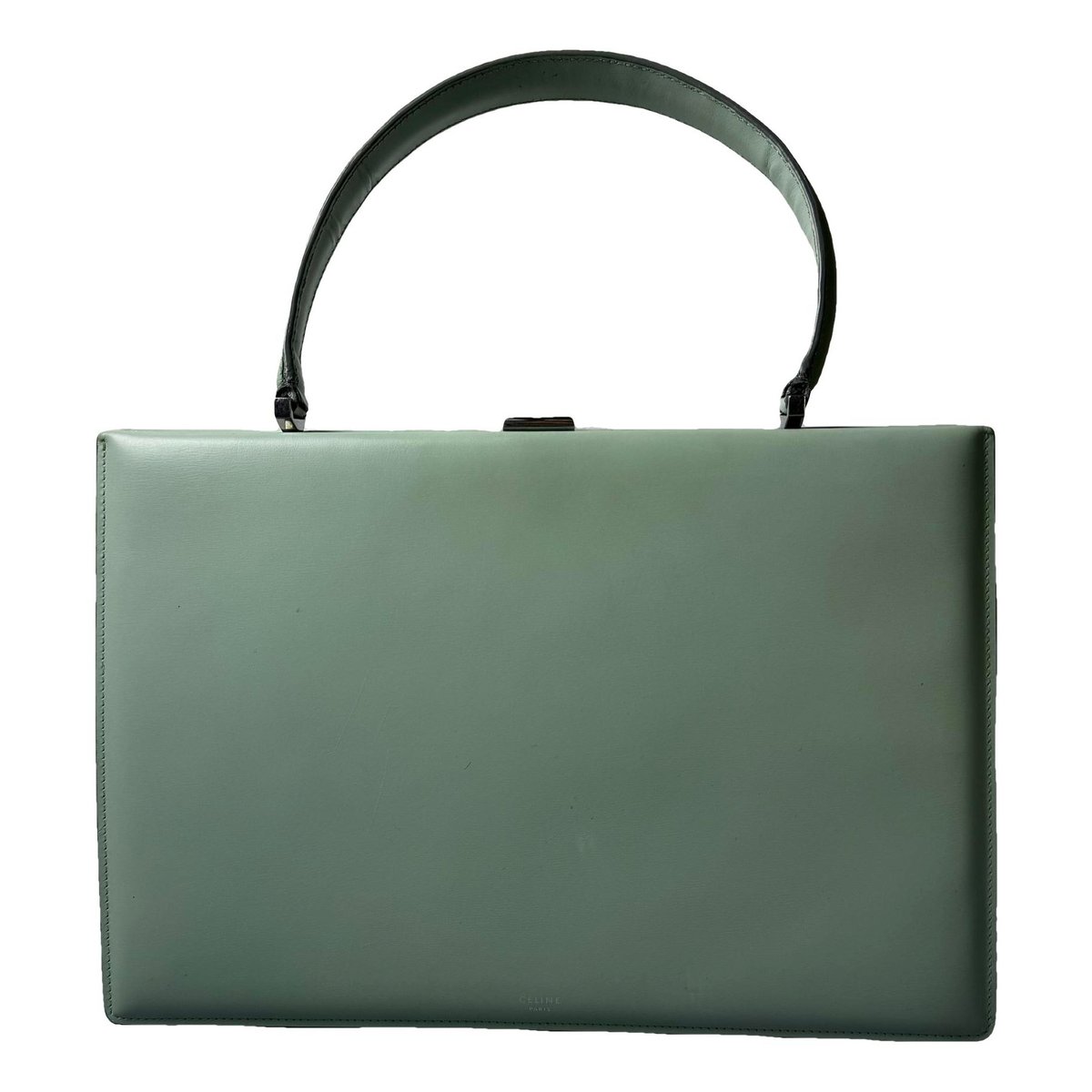 Clasp leather handbag