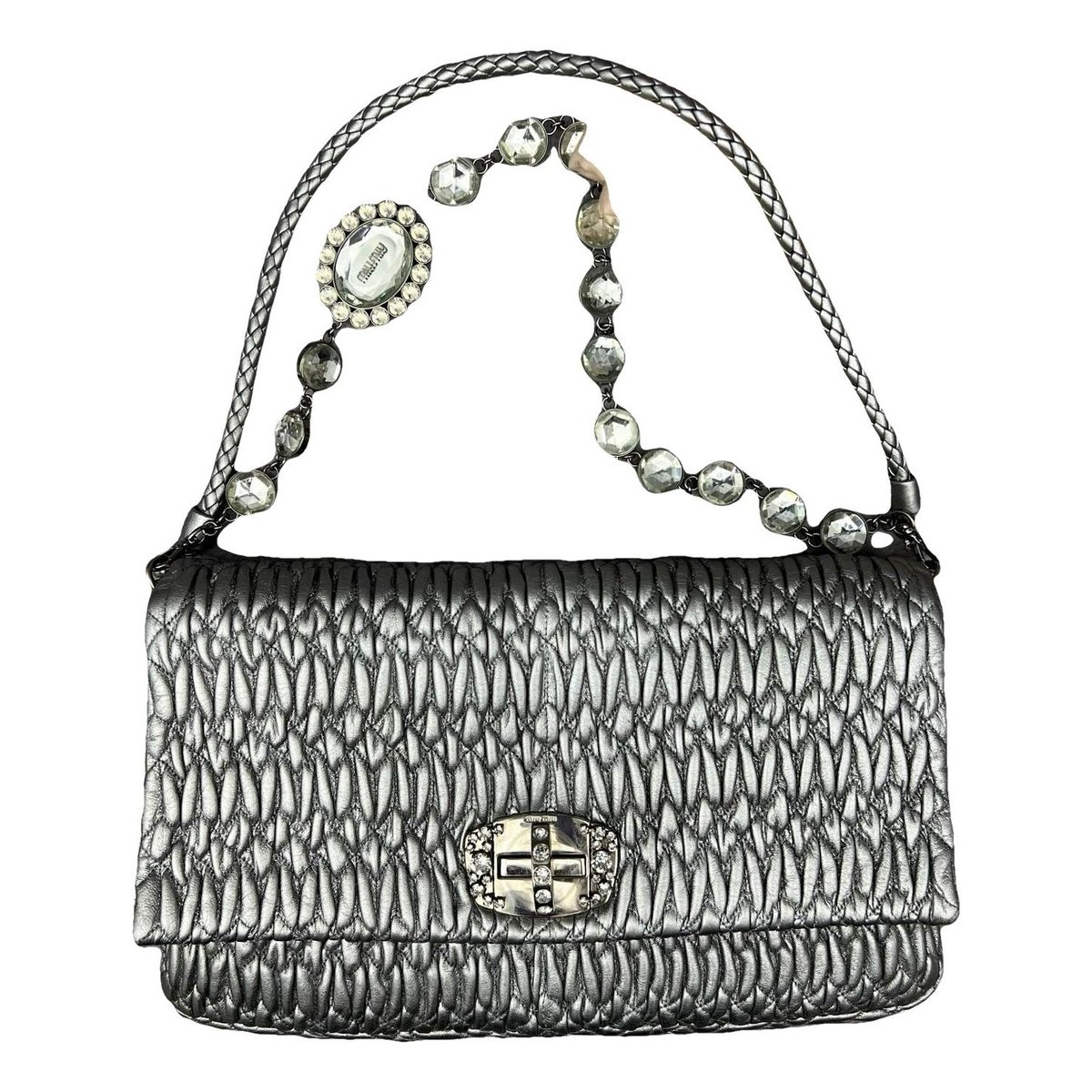 Miu Crystal leather handbag